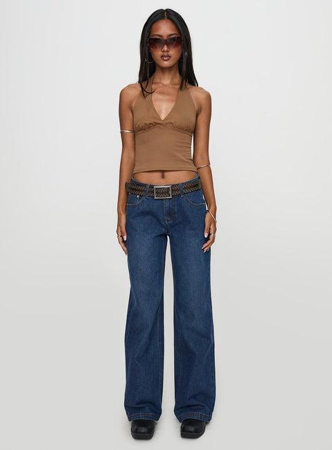 Everlong Mid Rise Wide Leg Jeans Dark Blue Wash Product Image