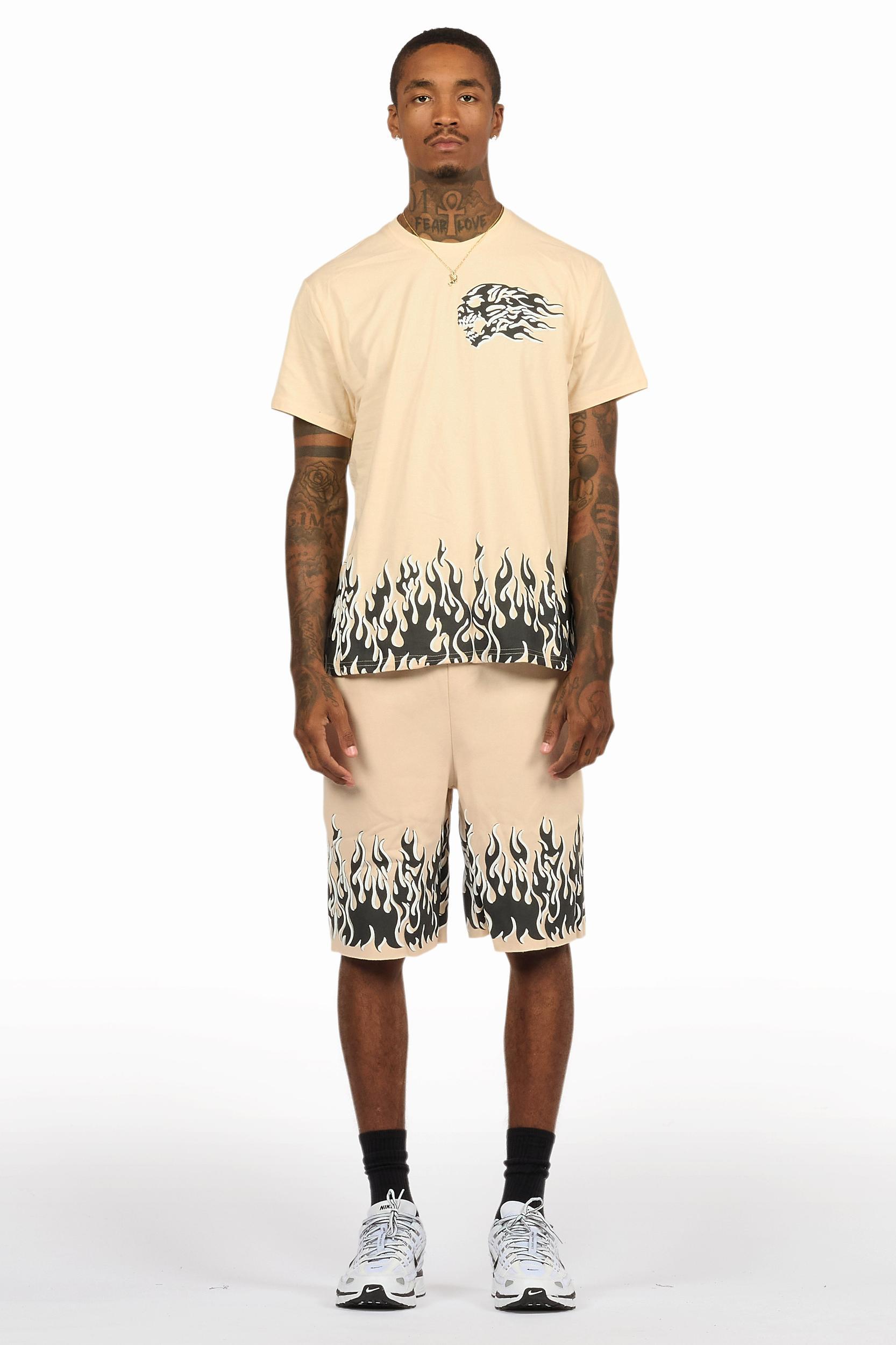 Bubble Beige T-Shirt/Short Set Male Product Image