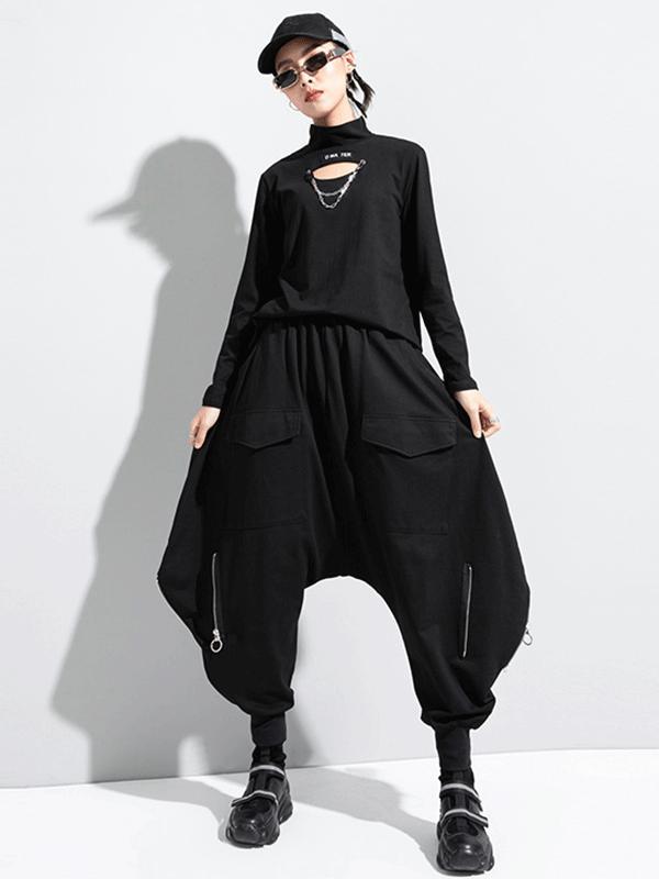  Zipper Original Simple Loose Solid Harem Pants Product Image