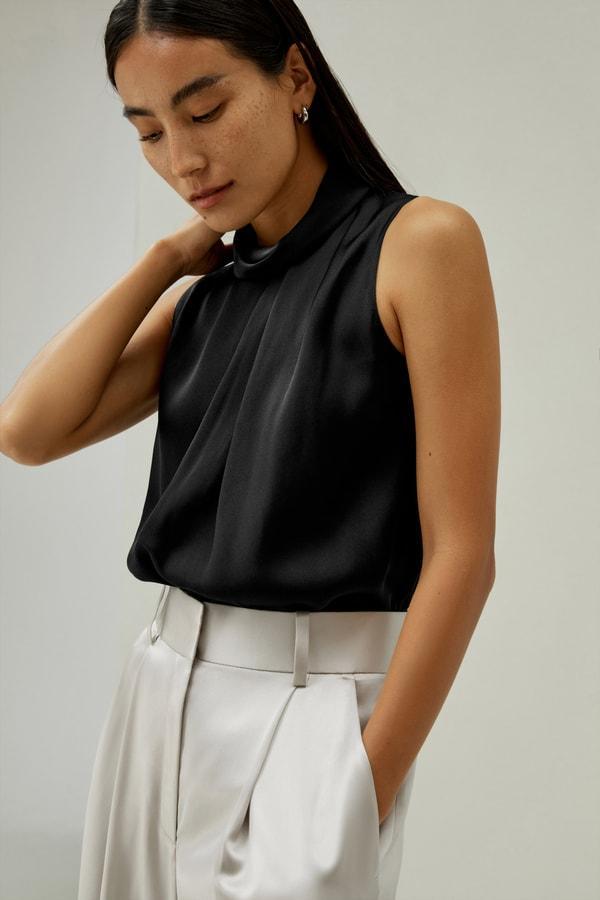 Asymmetrical Sleeveless Cowl Neck Top Product Image