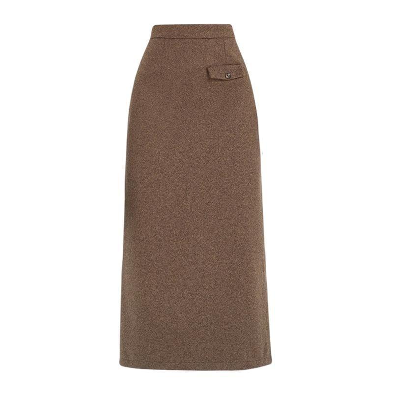 High Rise Plain Midi H-Line Skirt Product Image