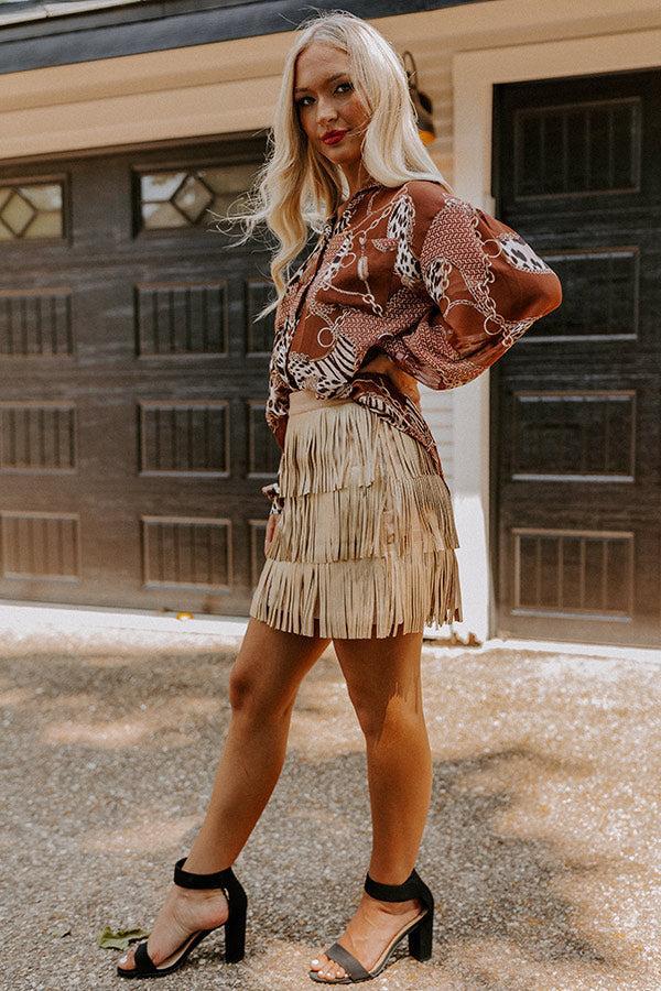 Country Road Faux Leather Skirt In Gold Product Image