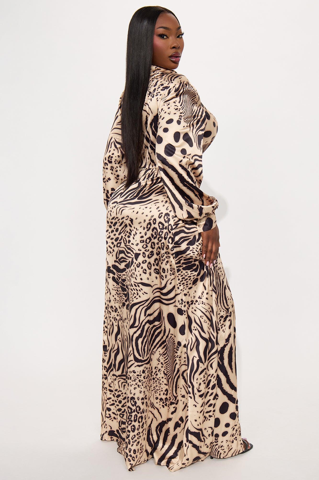 Elevated Lifestyle Satin Maxi Dress - Leopard Product Image