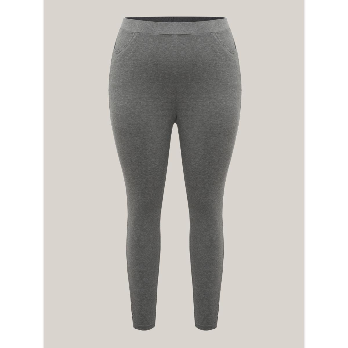 Plus Size Heathered Mid-Rise Skinny-Fit Leggings Women DarkGray Elegant High stretch Skinny Mid Rise Everyday Leggings BloomChic 12/L Product Image
