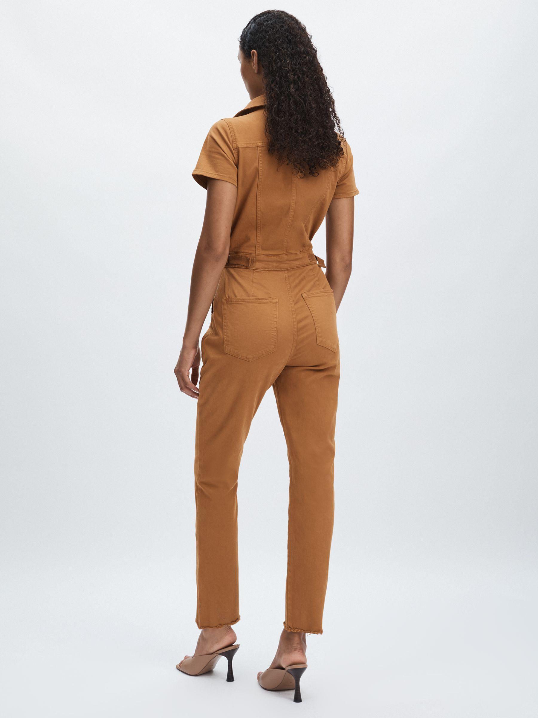 Good American Twill Utility Straight-Leg Jumpsuit in Tan Product Image
