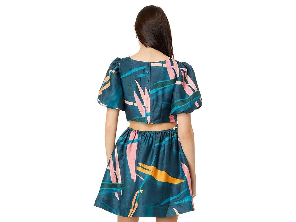 Vineyard Vines Puff Sleeve Cutout Dress (Tropical Abstract- ) Women's Dress Product Image