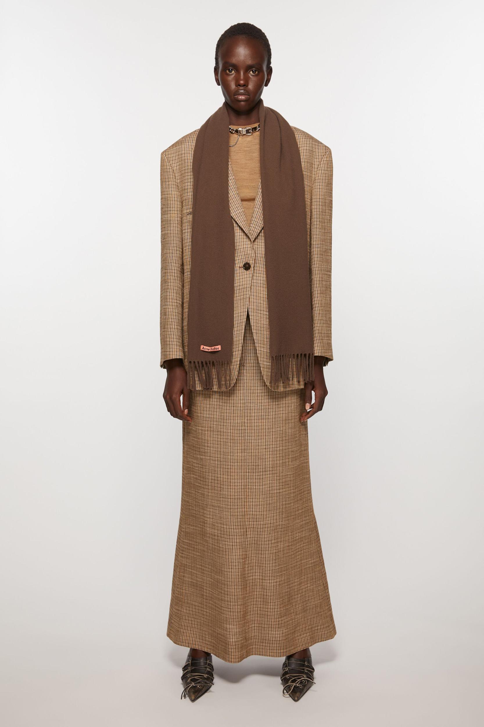 Fringe wool scarf - skinny Product Image