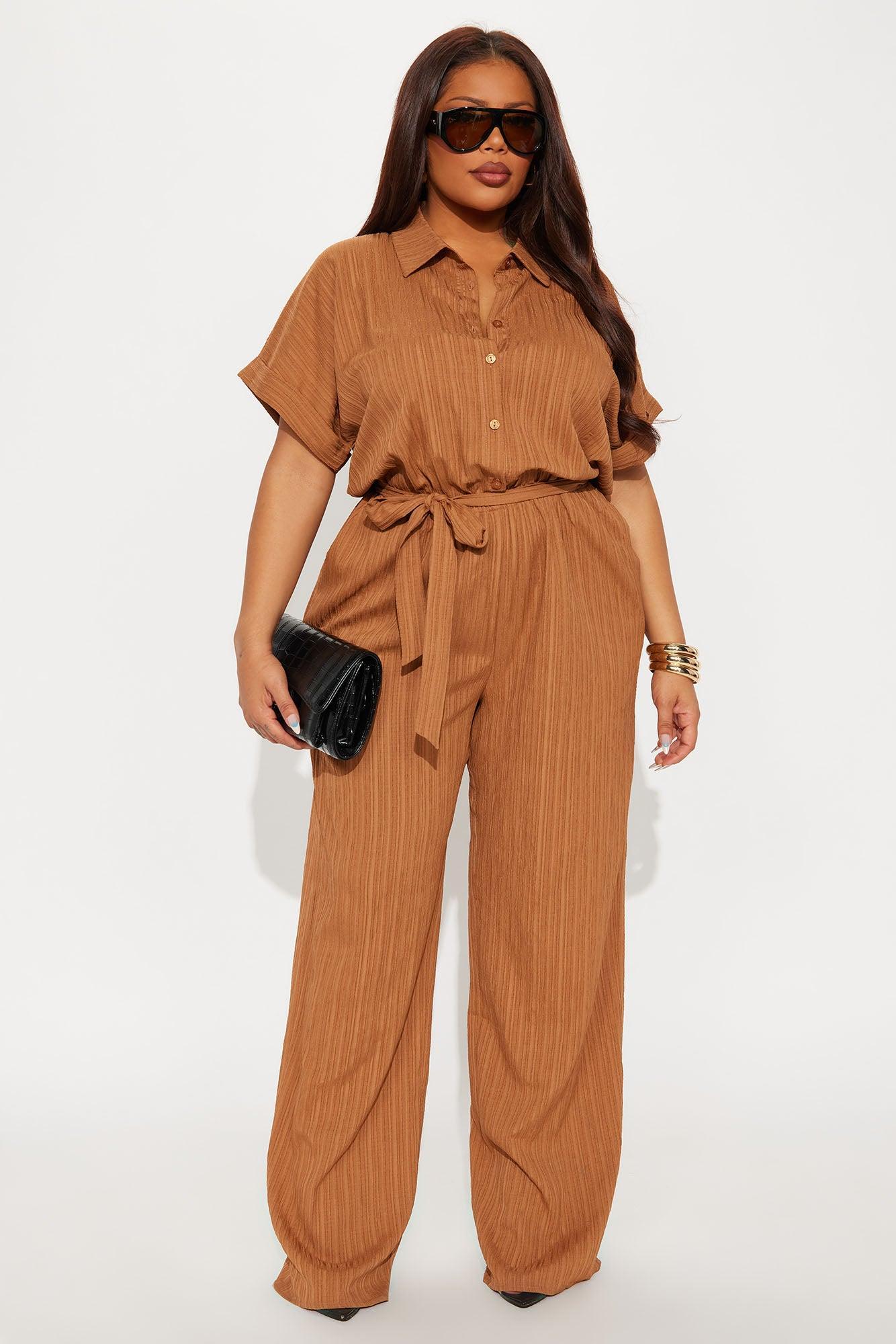 Pamela Collared Jumpsuit - Brown Product Image