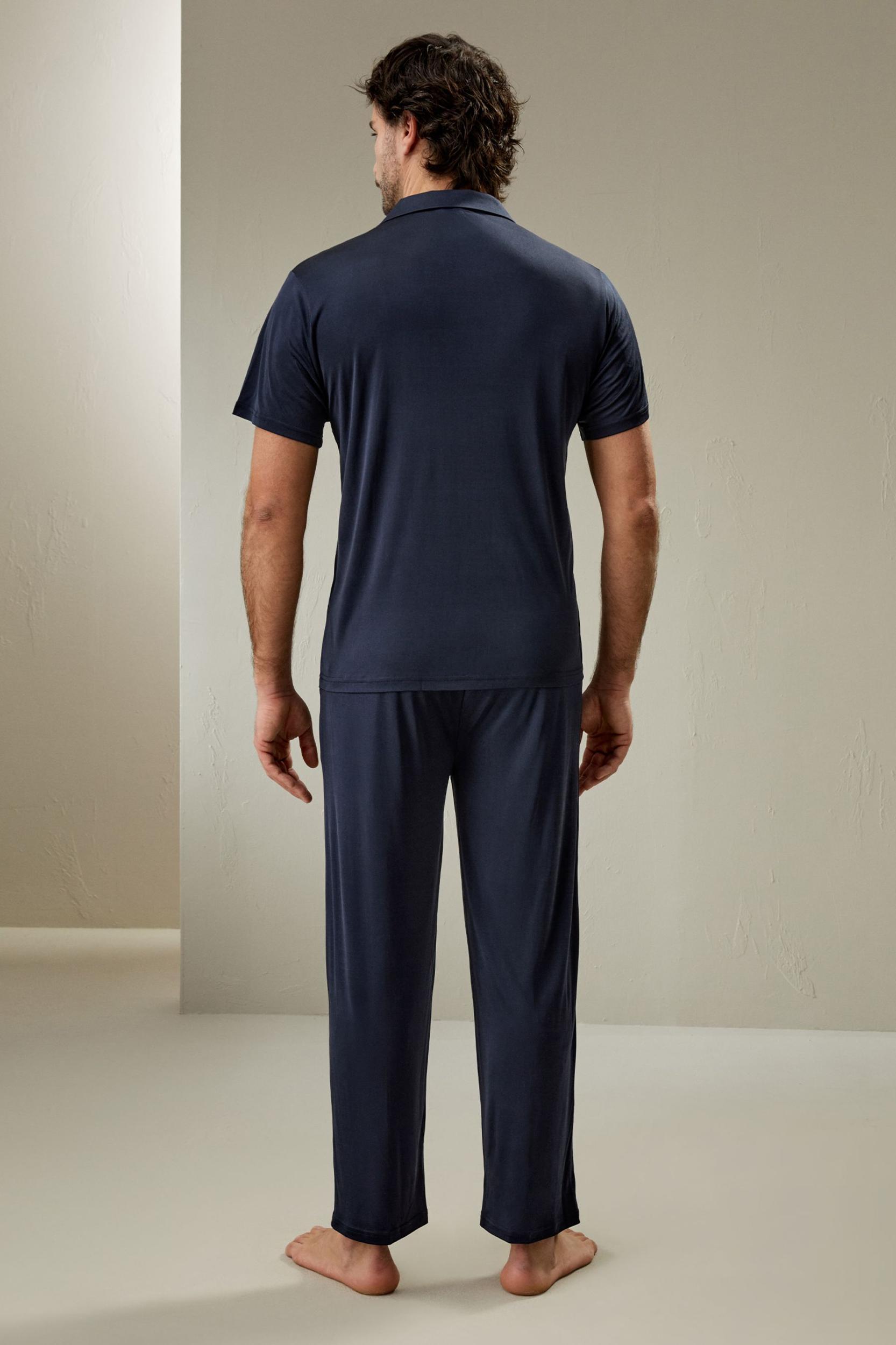 Short sleeves Men Silk Knit Pajama set Product Image