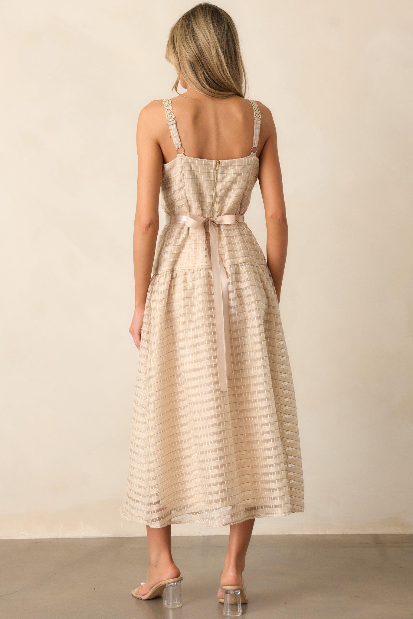 Know Better Tan Embroidered Drop Waist Maxi Dress Product Image