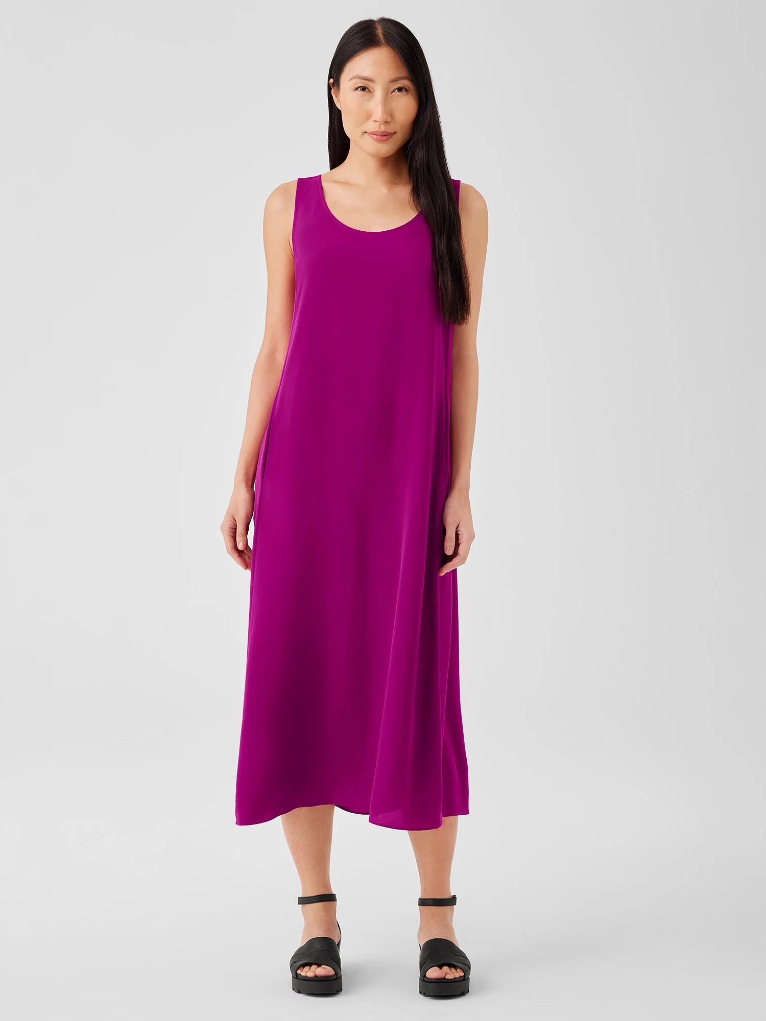 Silk Georgette Crepe Scoop Neck Dress Product Image