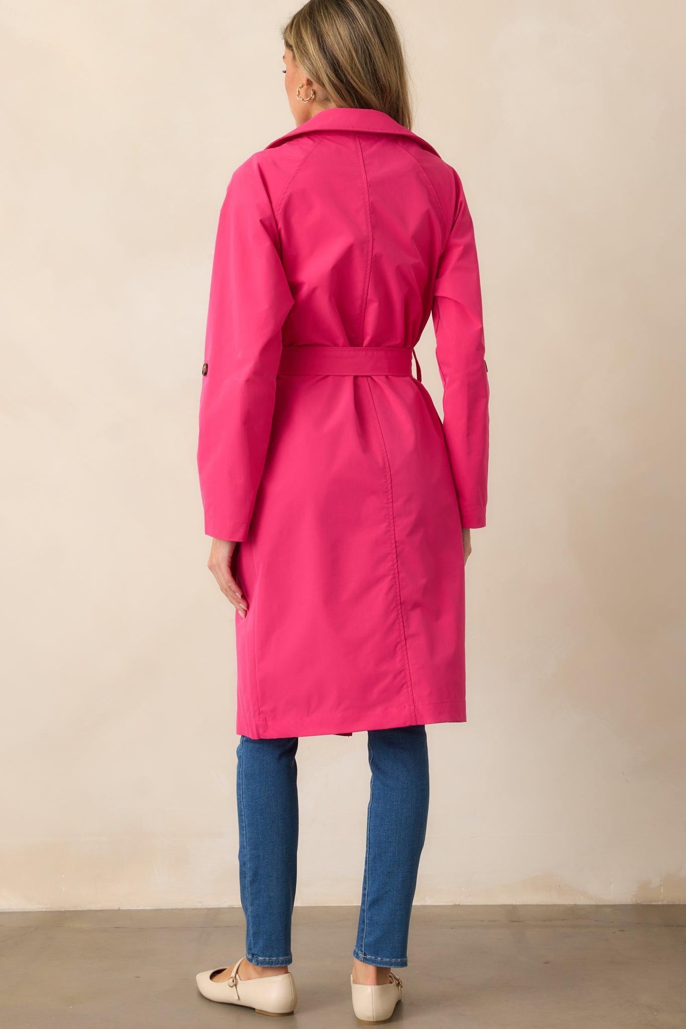 Walk It Out Magenta Trench Coat Product Image