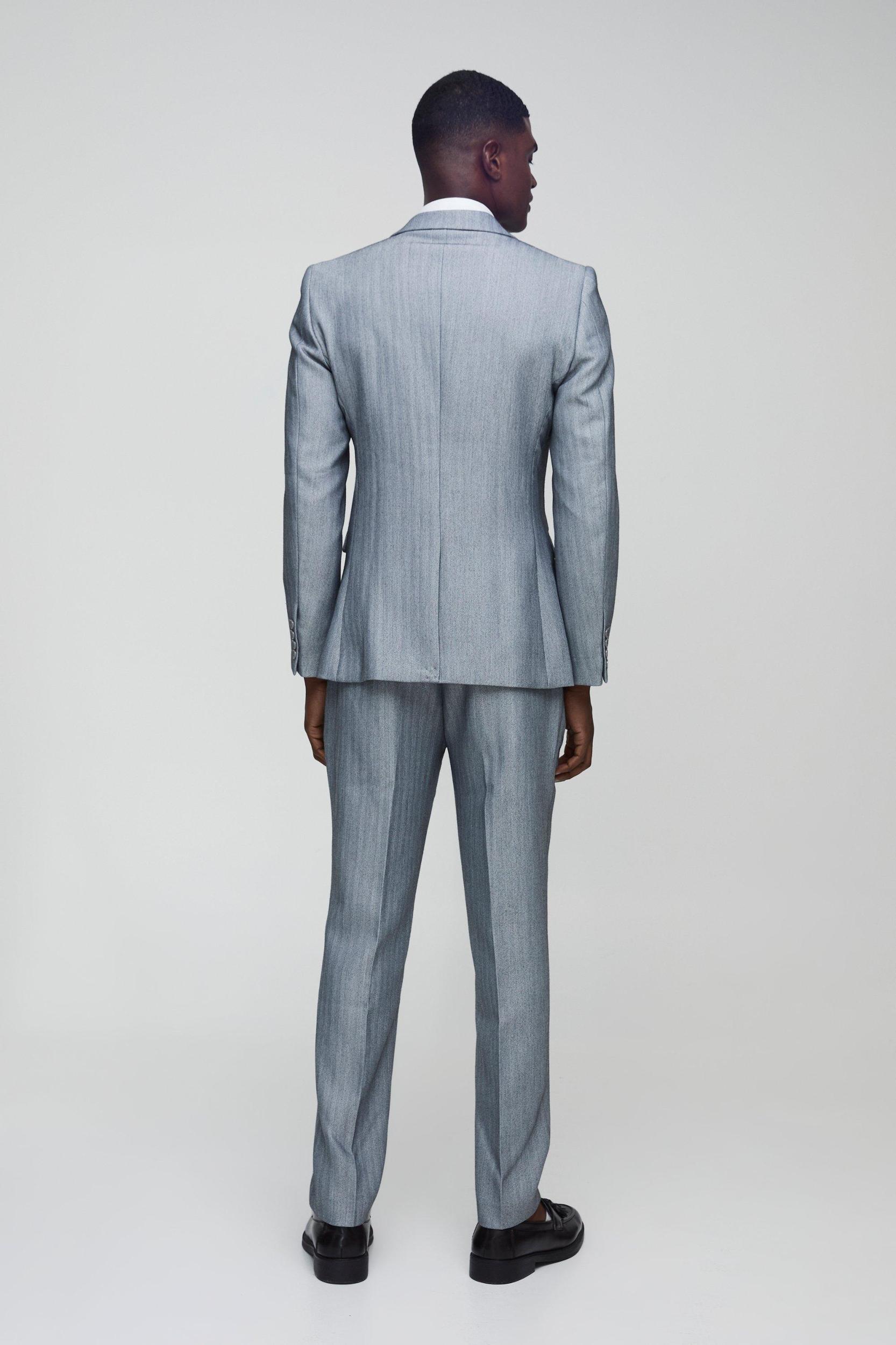 Slim Fit Herringbone Tailored Pants | boohooMAN USA Product Image