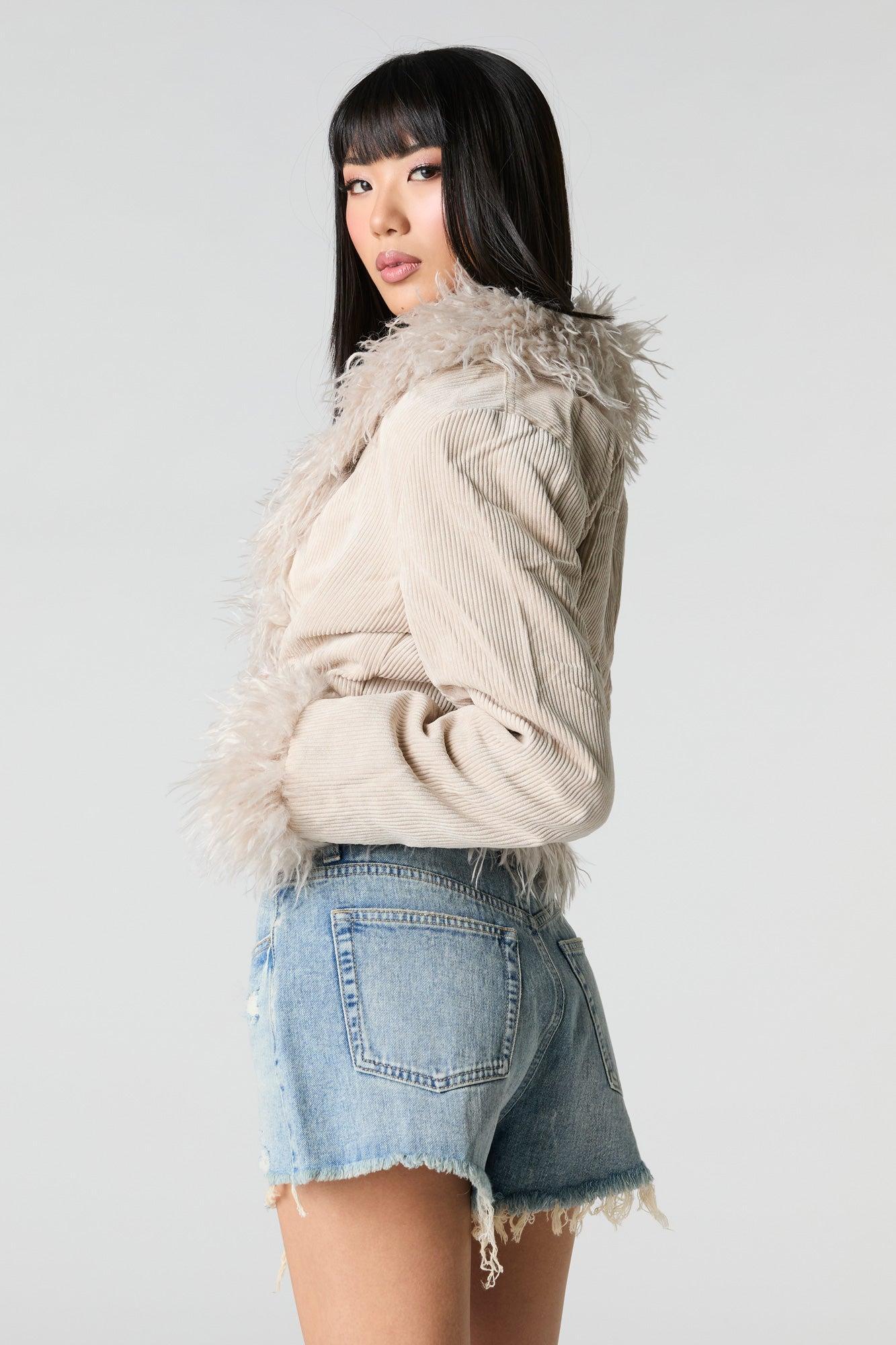 Light Wash Distressed Rigid Denim Short Female Product Image
