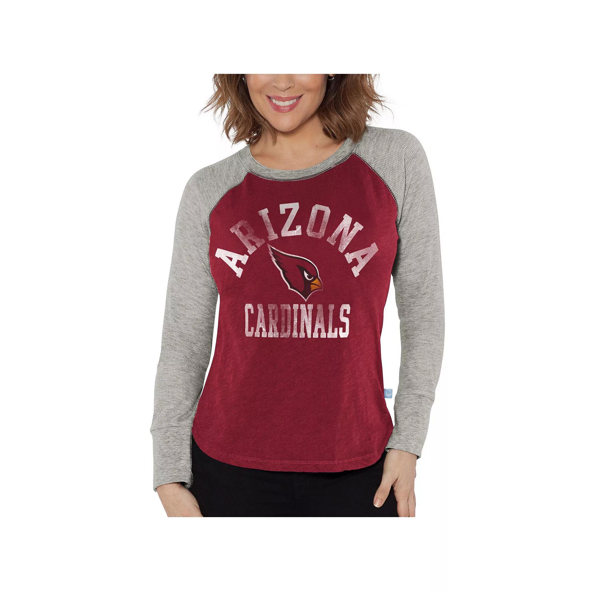 Women's G-III 4Her by Carl Banks Cardinal/Heather Gray Arizona Cardinals Waffle Knit Raglan Long Sleeve T-Shirt, Size: Medium, Red Product Image
