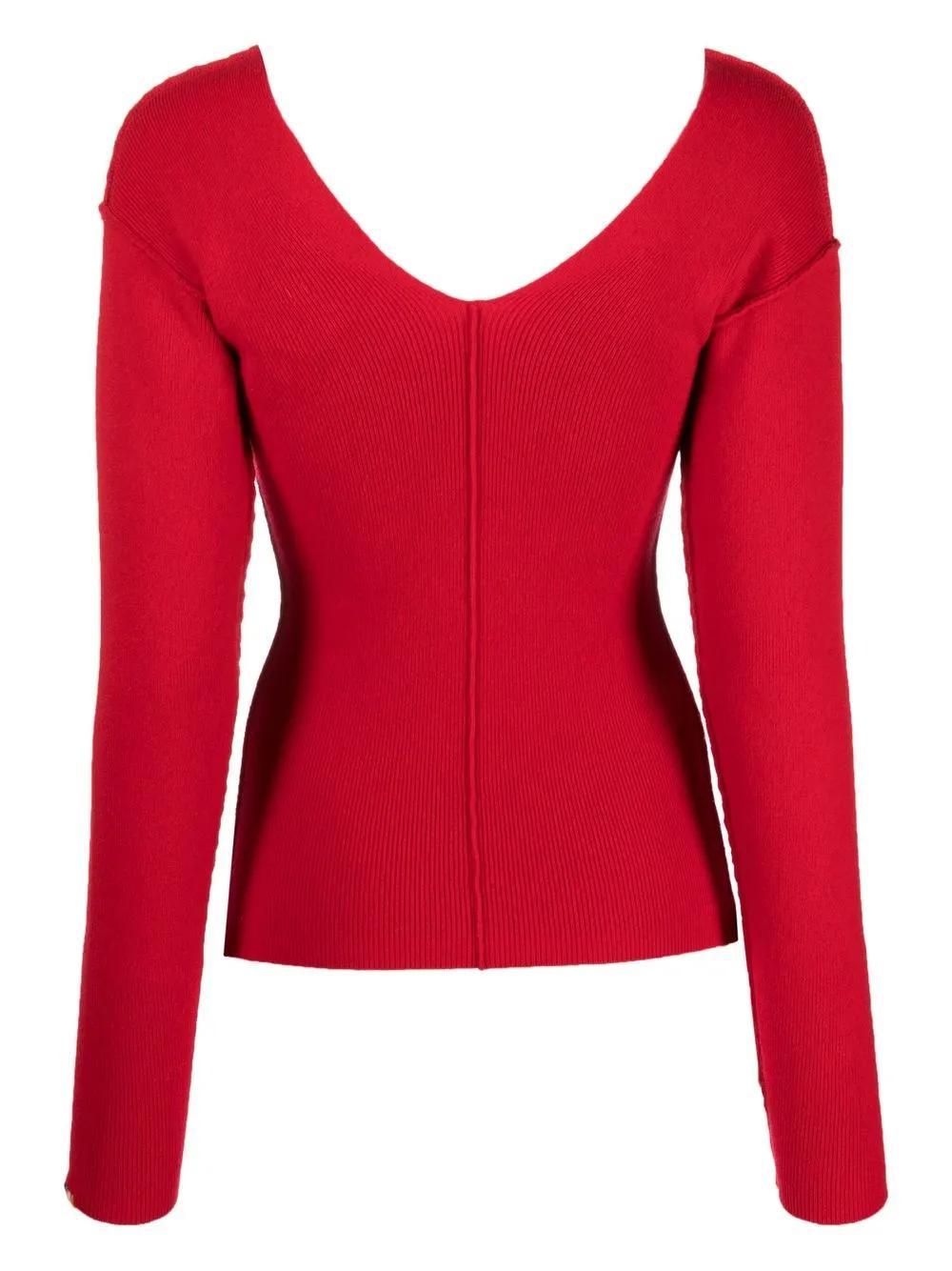 EXTREME CASHMERE V-neck-back Knitted Jumper In Red Product Image