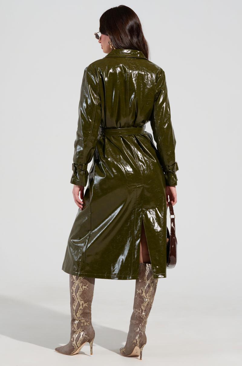 ON THE FLY FAUX LEATHER TRENCH Product Image
