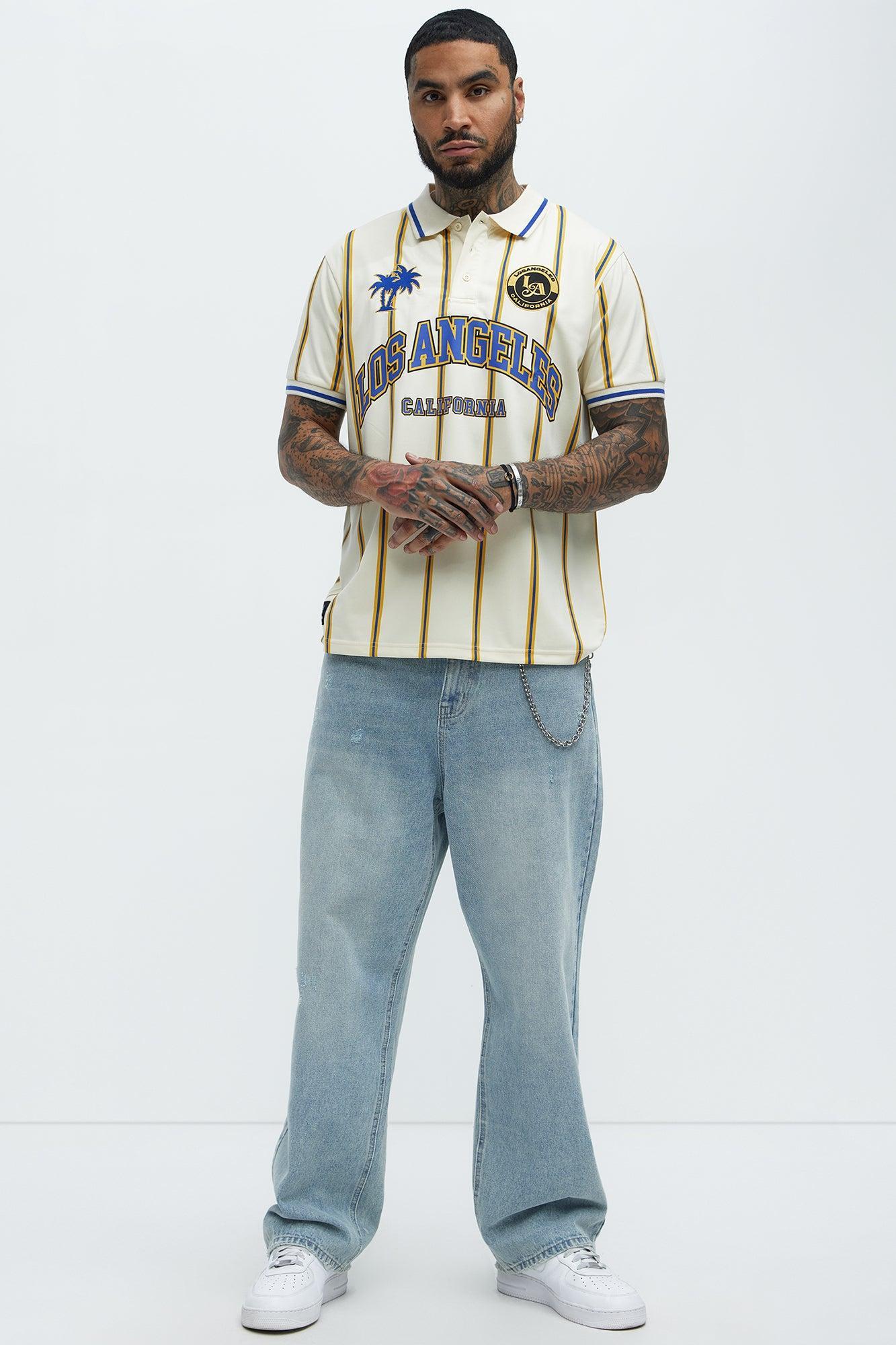 Los Angeles Striped Polo - Blue/combo Product Image