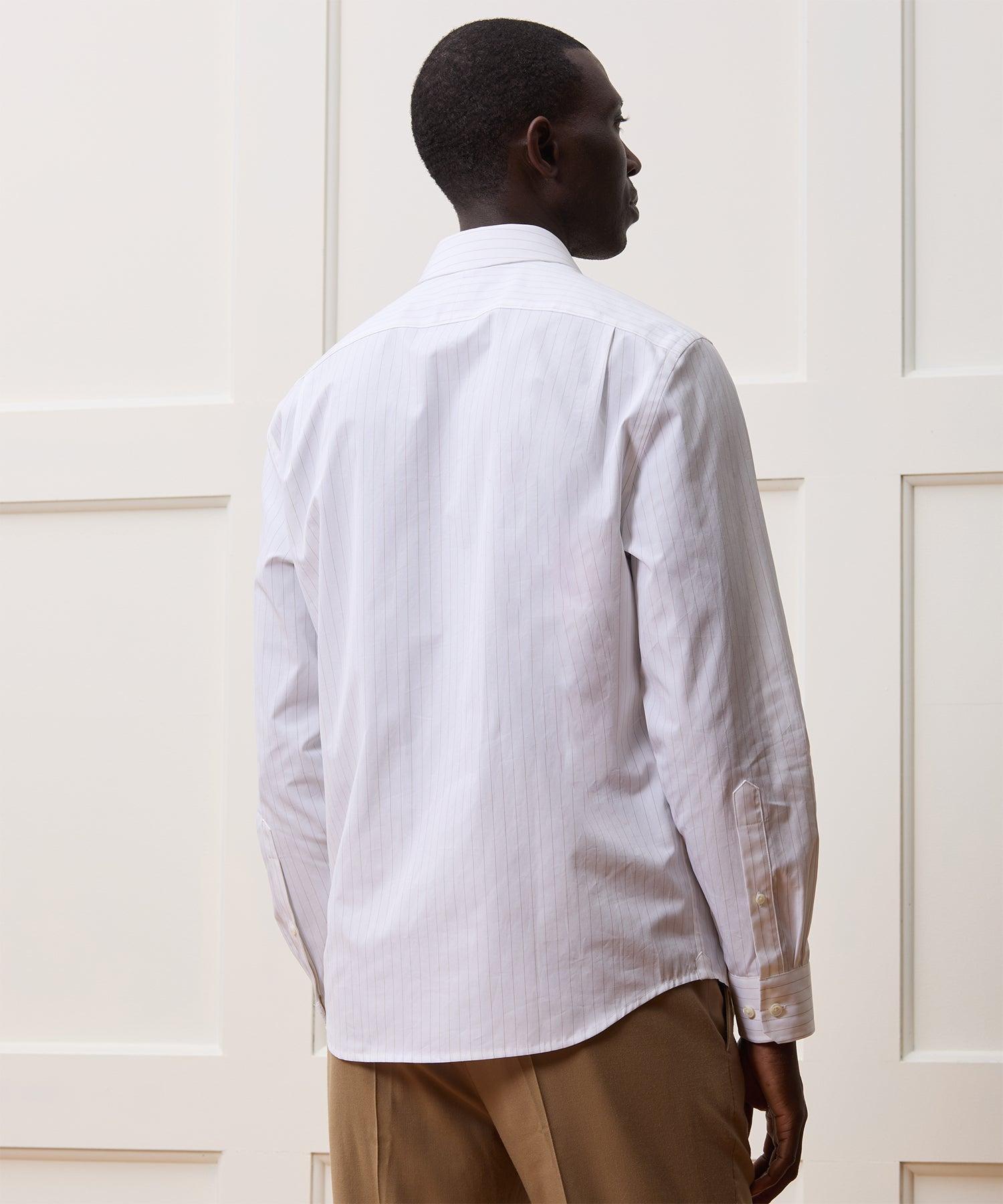 Cotton Spread Collar Striped Dress Shirt Product Image