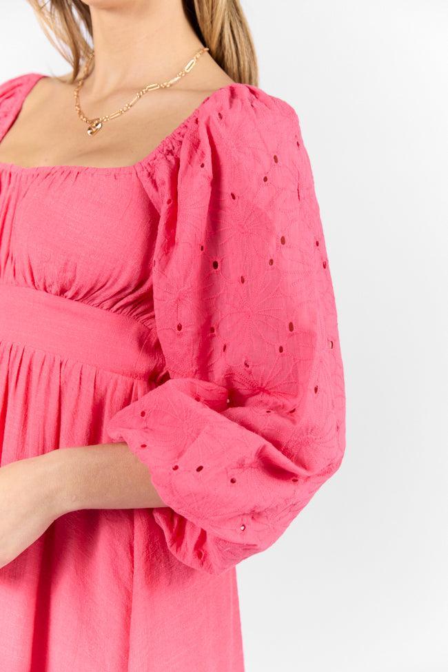 Beautiful Thoughts Pink Lace Sleeve Mini Dress Product Image