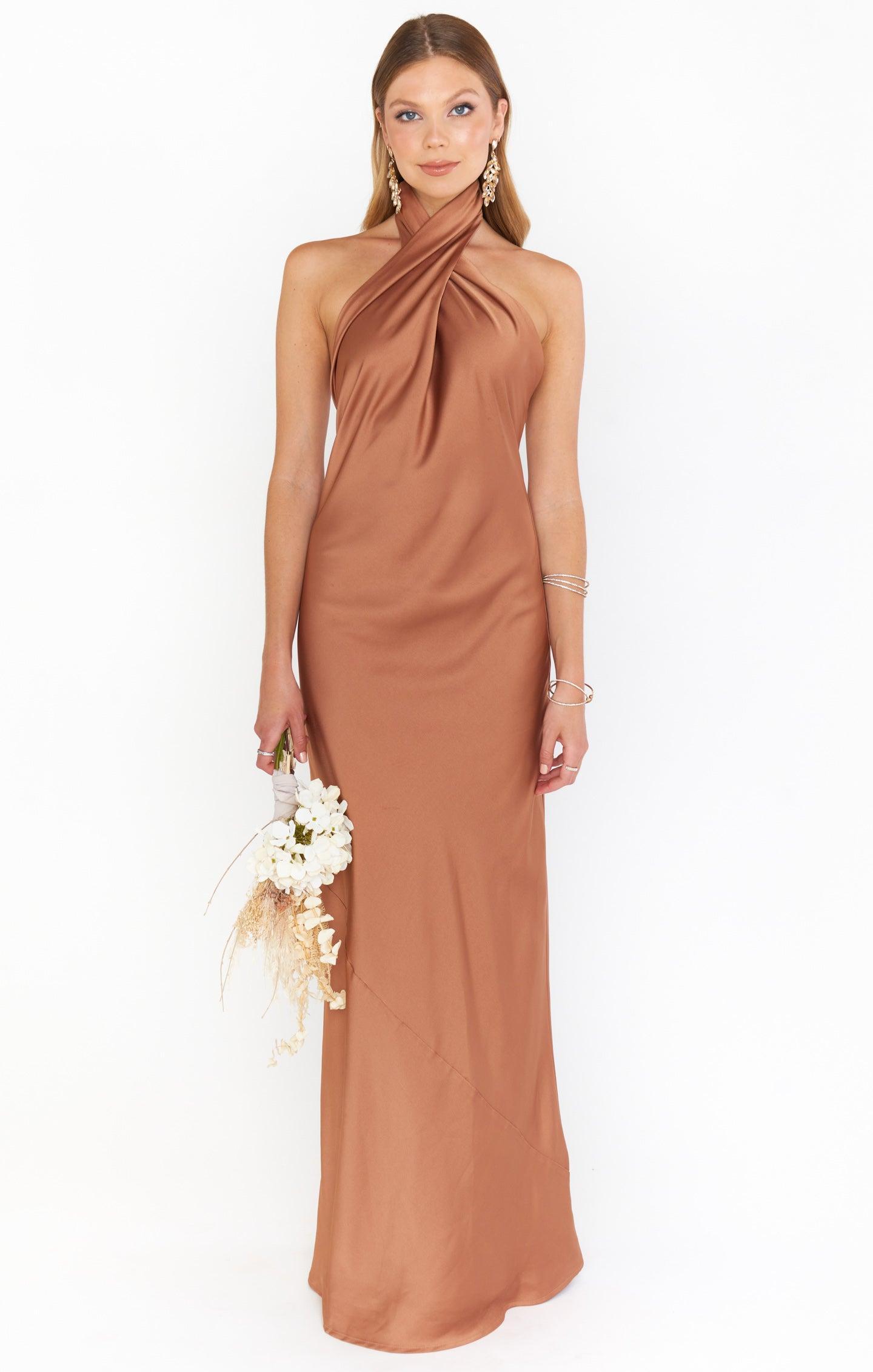 Jasmine Halter Maxi Dress ~ Deep Emerald Luxe Satin Product Image