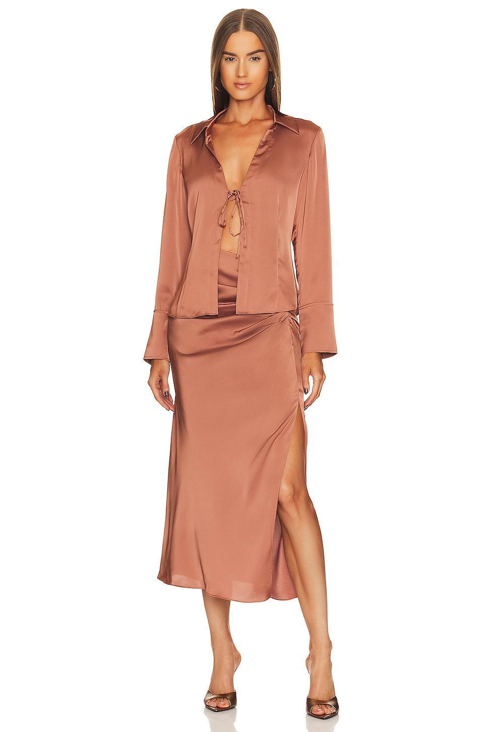 Marguerite Ruched Midi Skirt JONATHAN SIMKHAI STANDARD Product Image