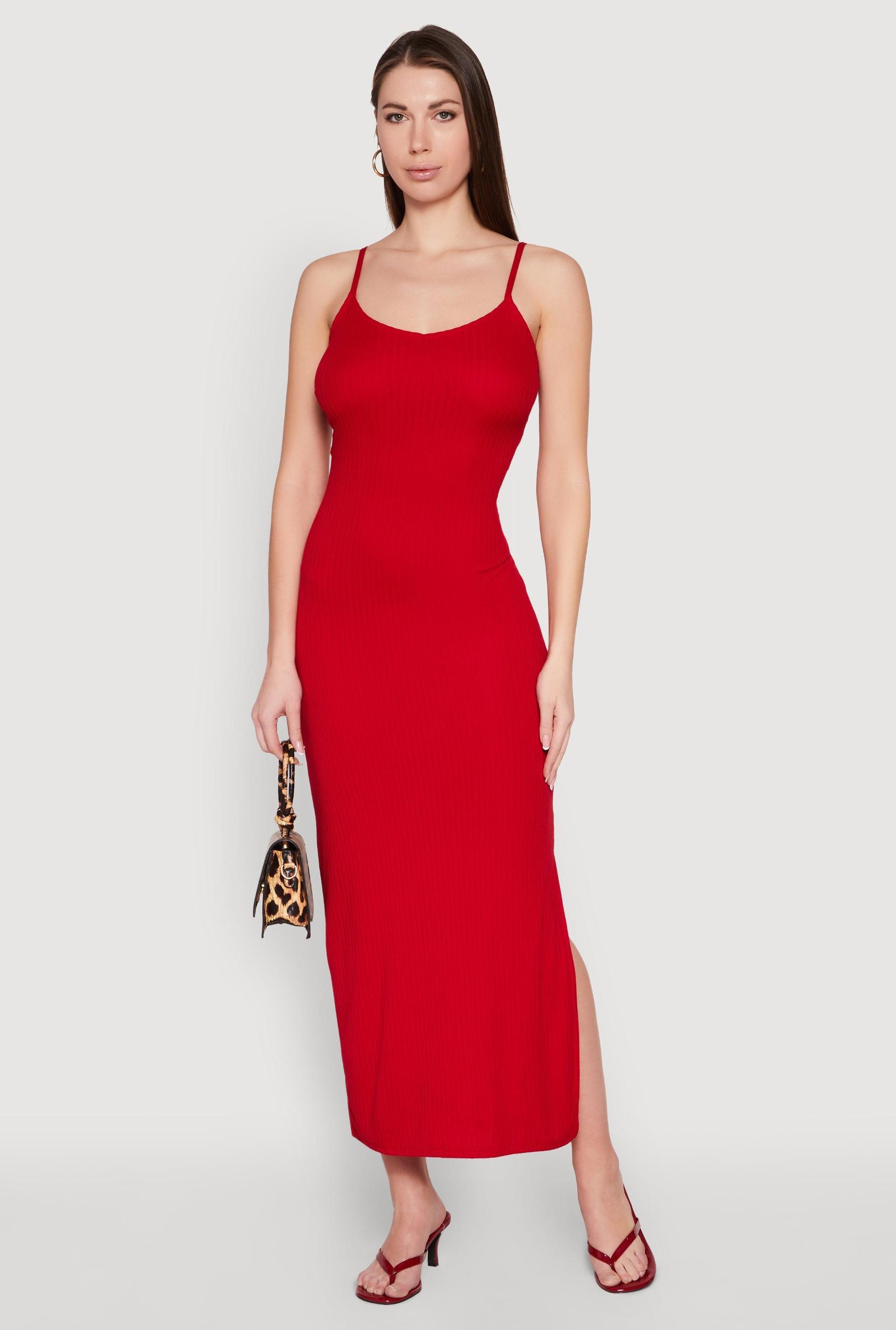 Womens Ribbed Knit Cami Maxi Dress Product Image