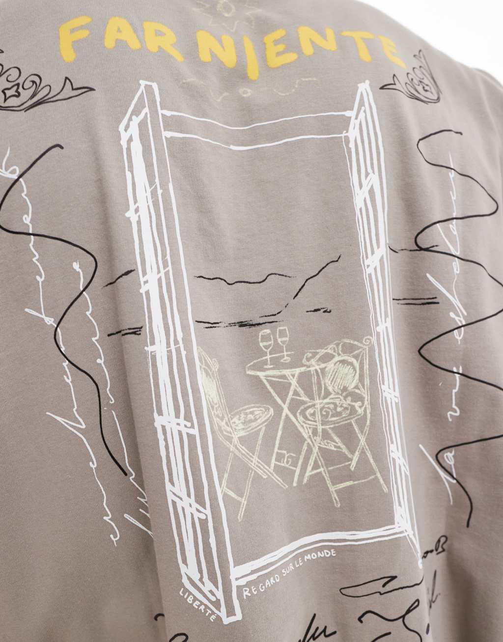 ASOS DESIGN oversized T-shirt in brown with back print Product Image