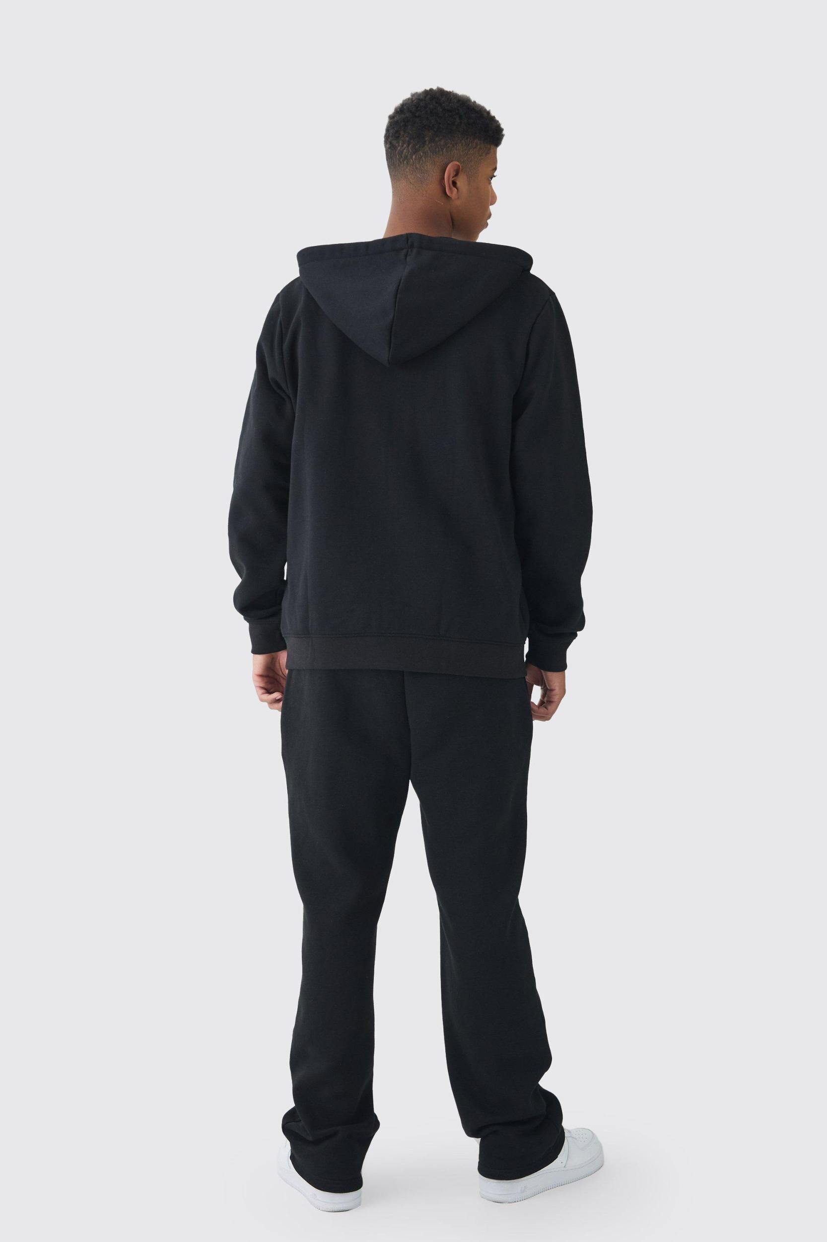 330GSM Tall Regular Fit Zip Through Hoodie in Black | boohooMAN USA Product Image