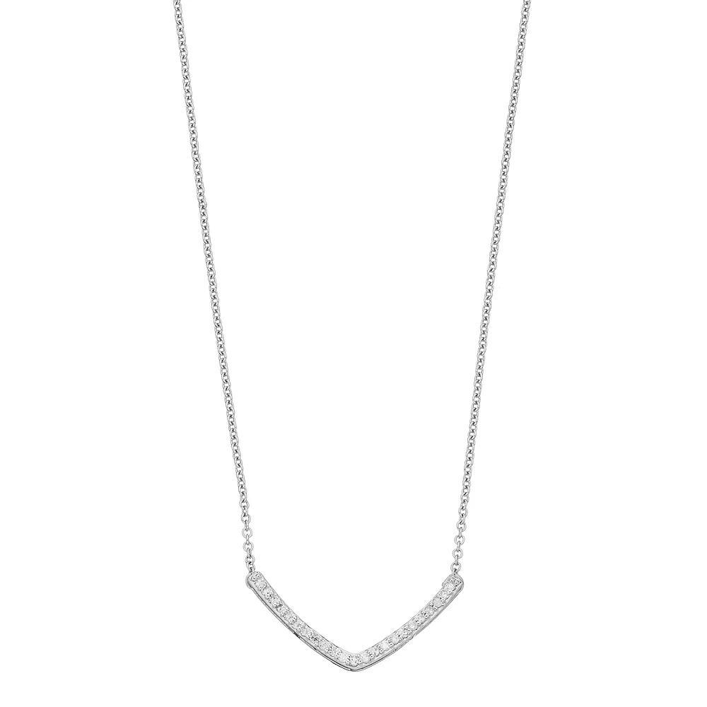 Sterling Silver 1/6 Carat T.W. Diamond Chevron Necklace, Women's, Size: 17" Product Image