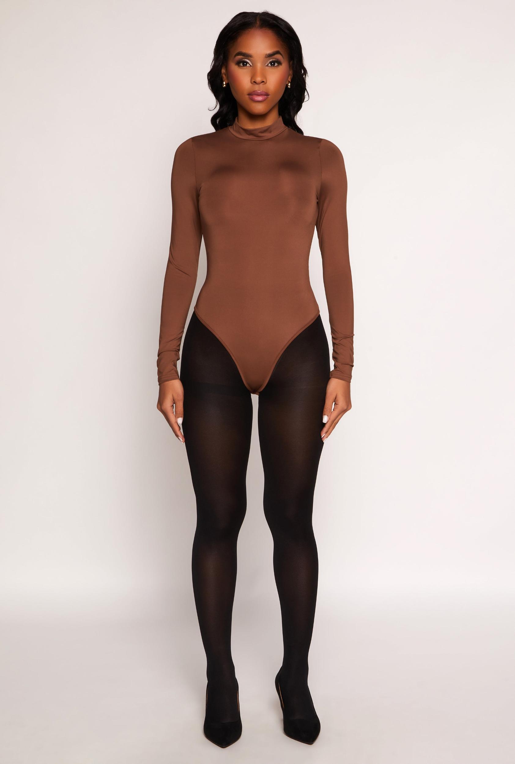 Womens Daisy Mock Neck Long Sleeve Bodysuit Product Image