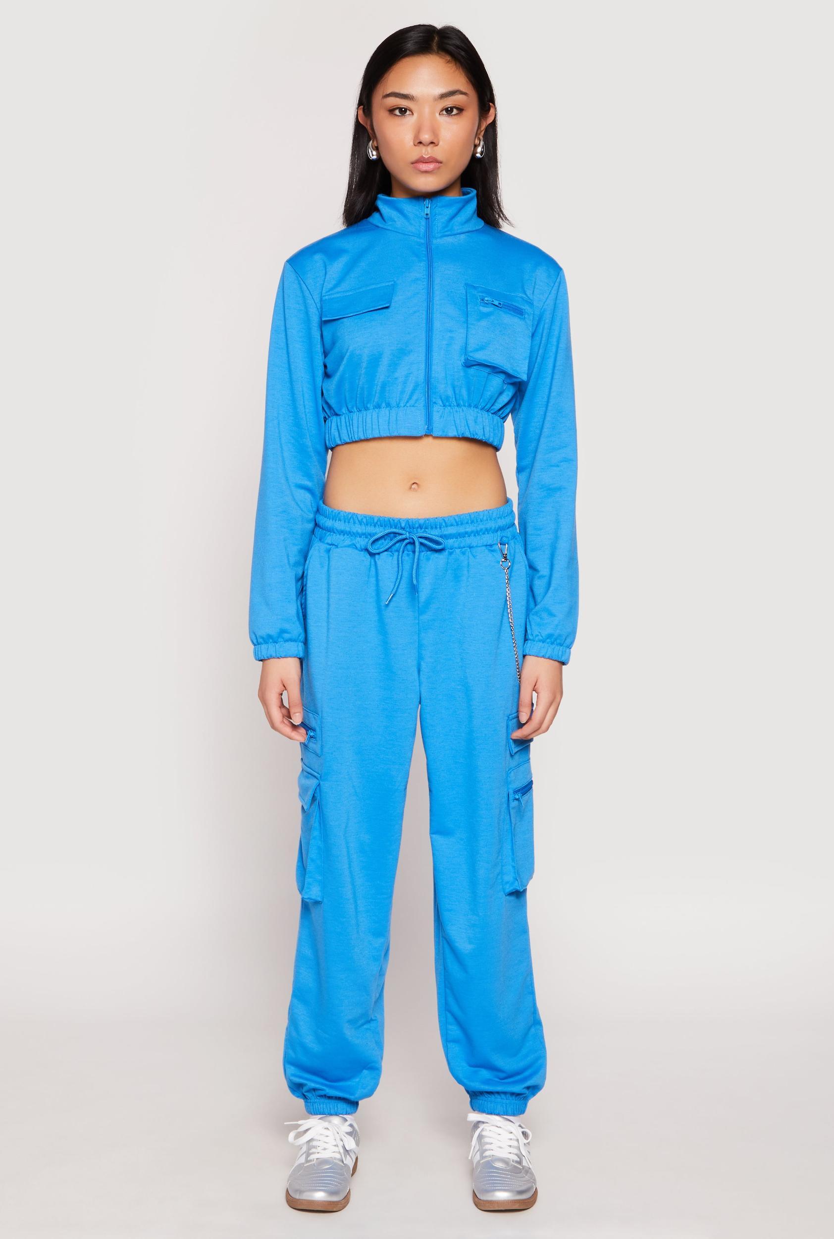 Womens French Terry Chain Detail Cargo Joggers Product Image