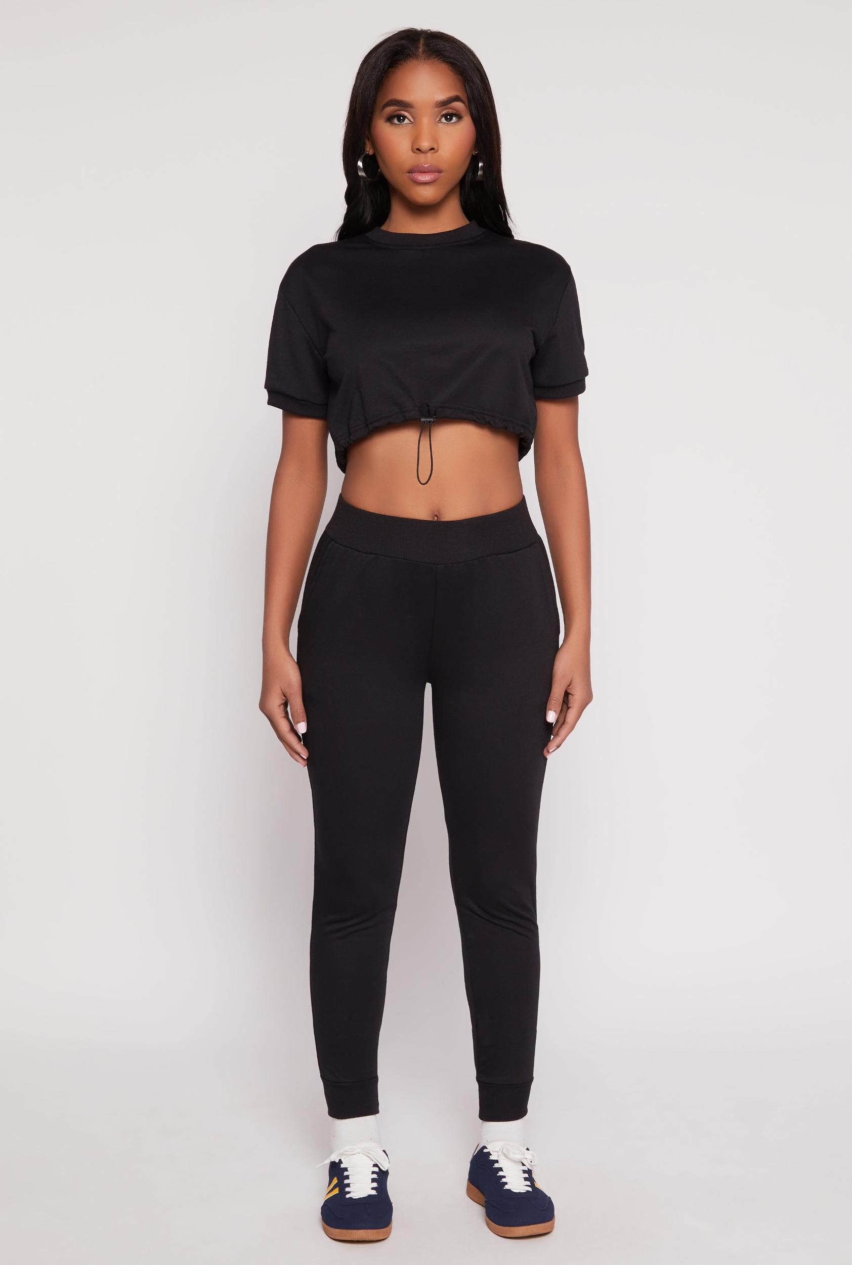 Womens French Terry Pull On High Waisted Joggers Product Image