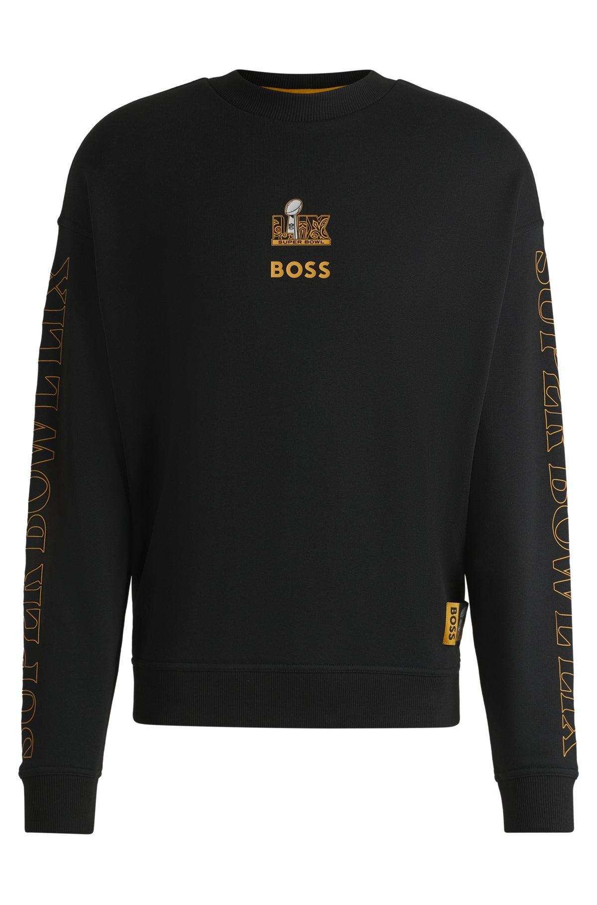 BOSS - BOSS x NFL cotton sweatshirt with gold-tone embroidery - Black Product Image