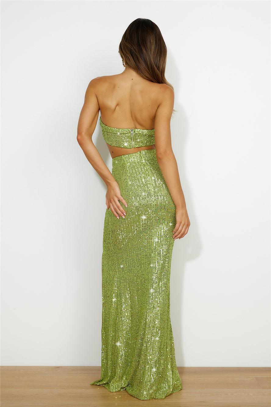 Sprinkle Shine Sequin Crop Top Green Product Image