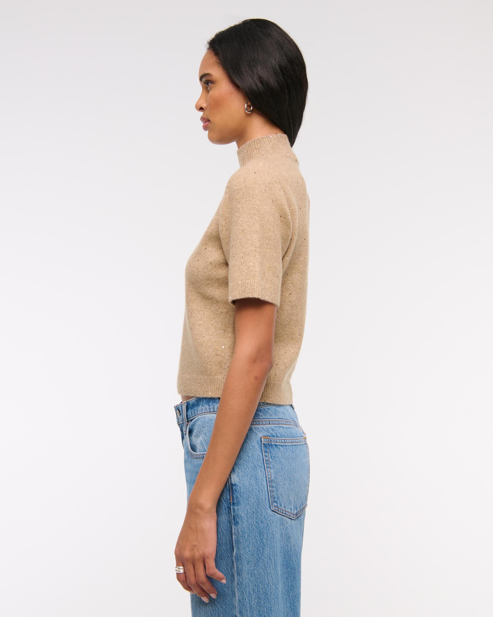 Lurex Mockneck Sweater Tee Product Image