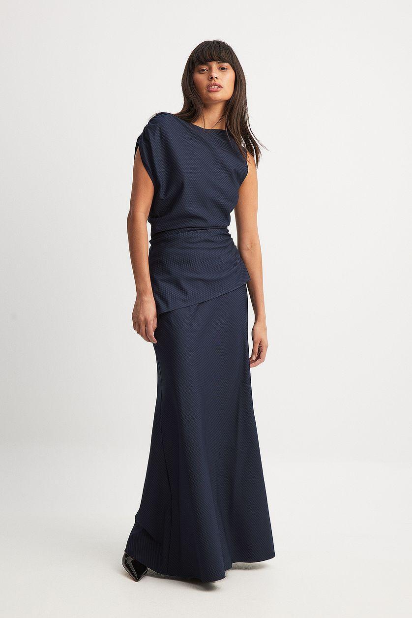 Pinstriped Woven Maxi Skirt Product Image