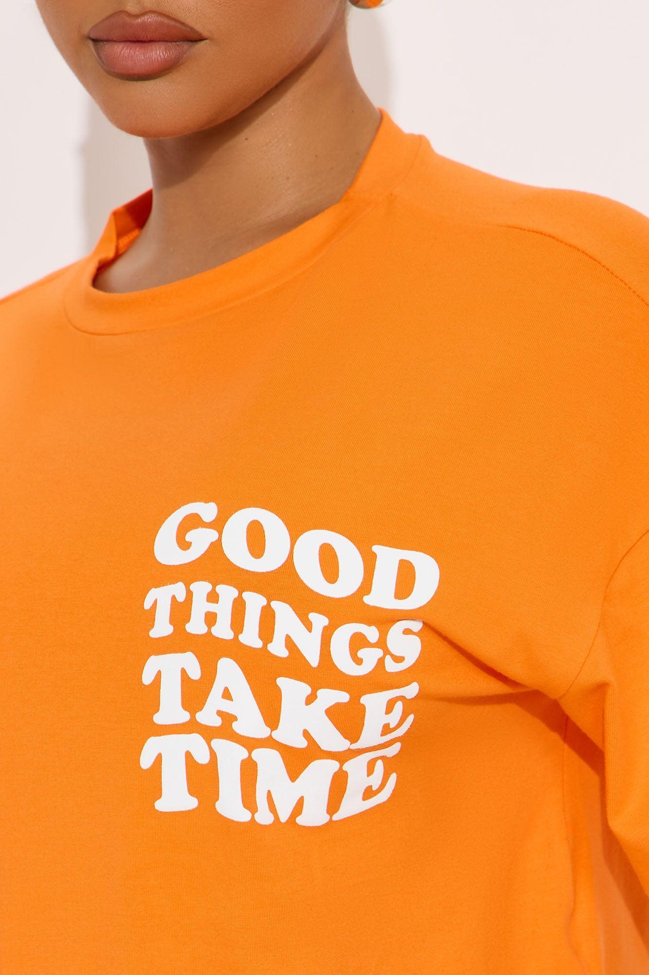 Good Things Take Time Biker Short Set - Orange Product Image
