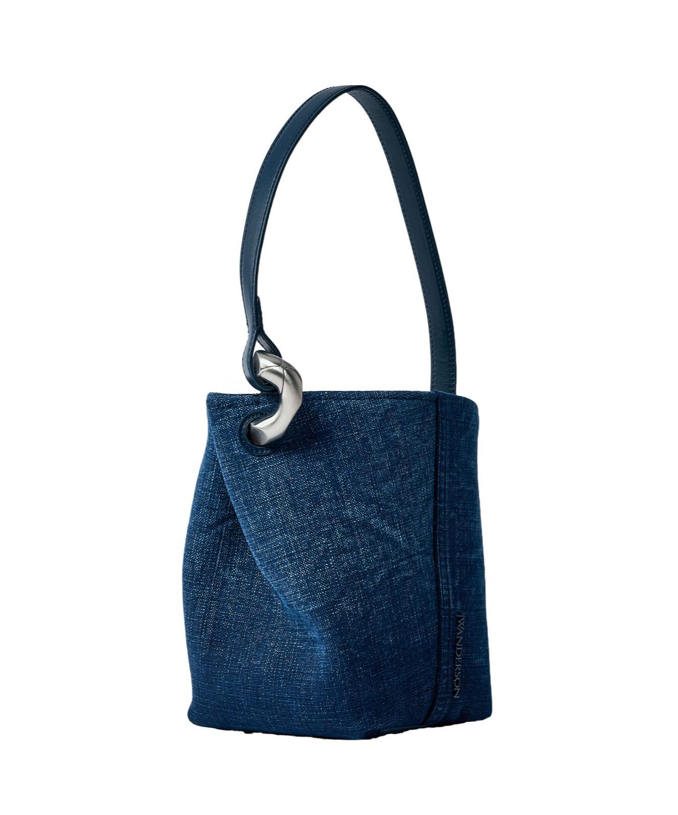 JW ANDERSON Small Jwa Denim Corner Bucket Bag In Blue Product Image