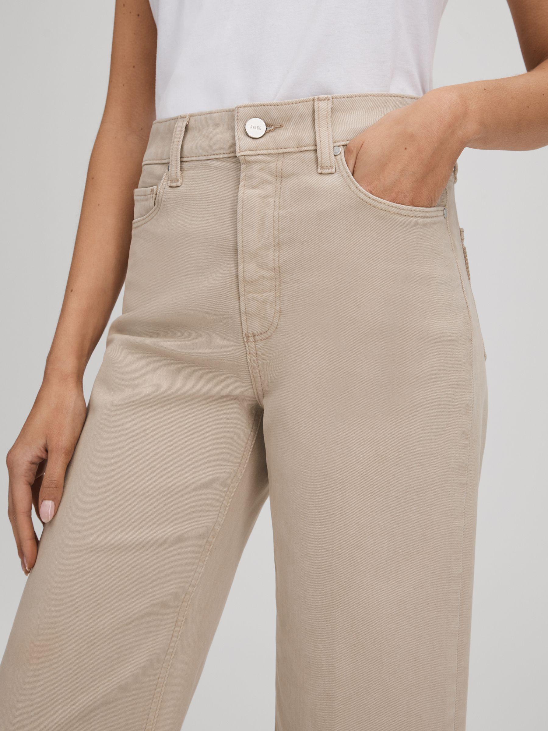 Paige Flared Cropped Jeans in Soft Sand Product Image