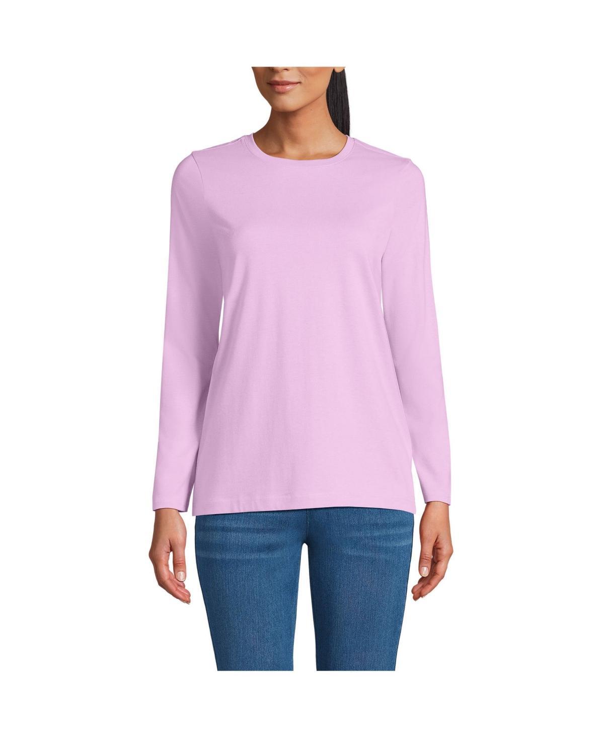 Petite Lands' End Relaxed-Fit Supima Long Sleeve Cotton Crewneck Tee, Women's, Size: XS Petite, Black Product Image