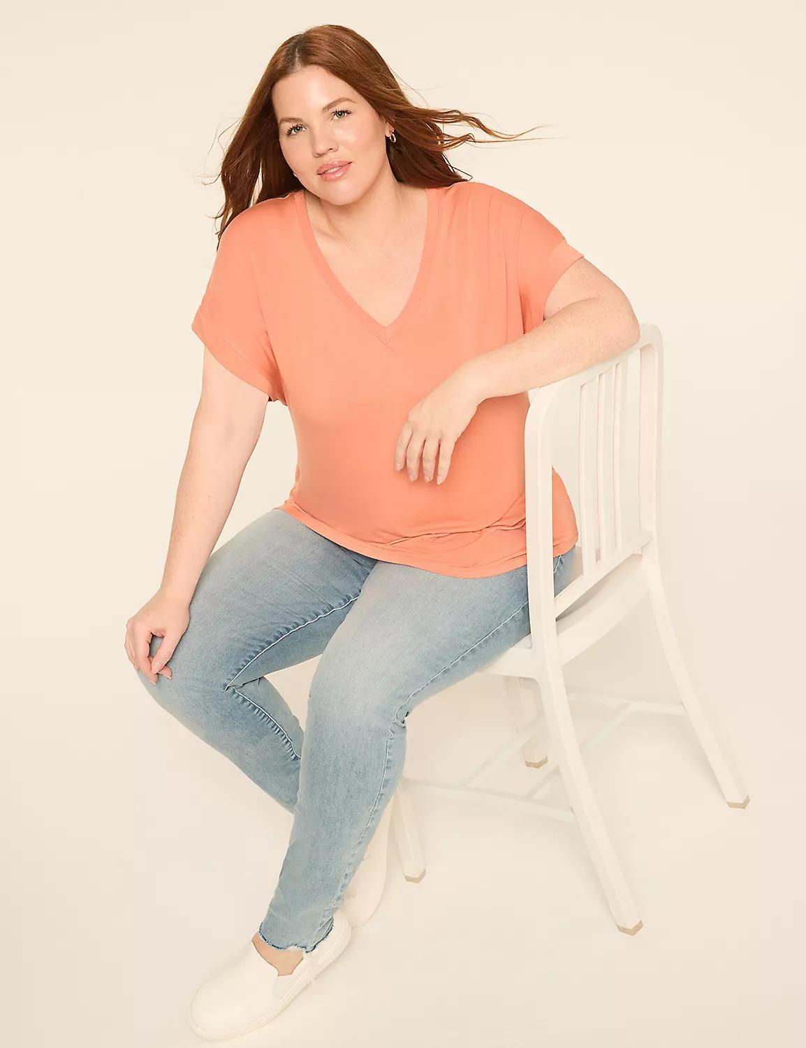 DreamFeel V-Neck Dolman-Sleeve Tee Product Image
