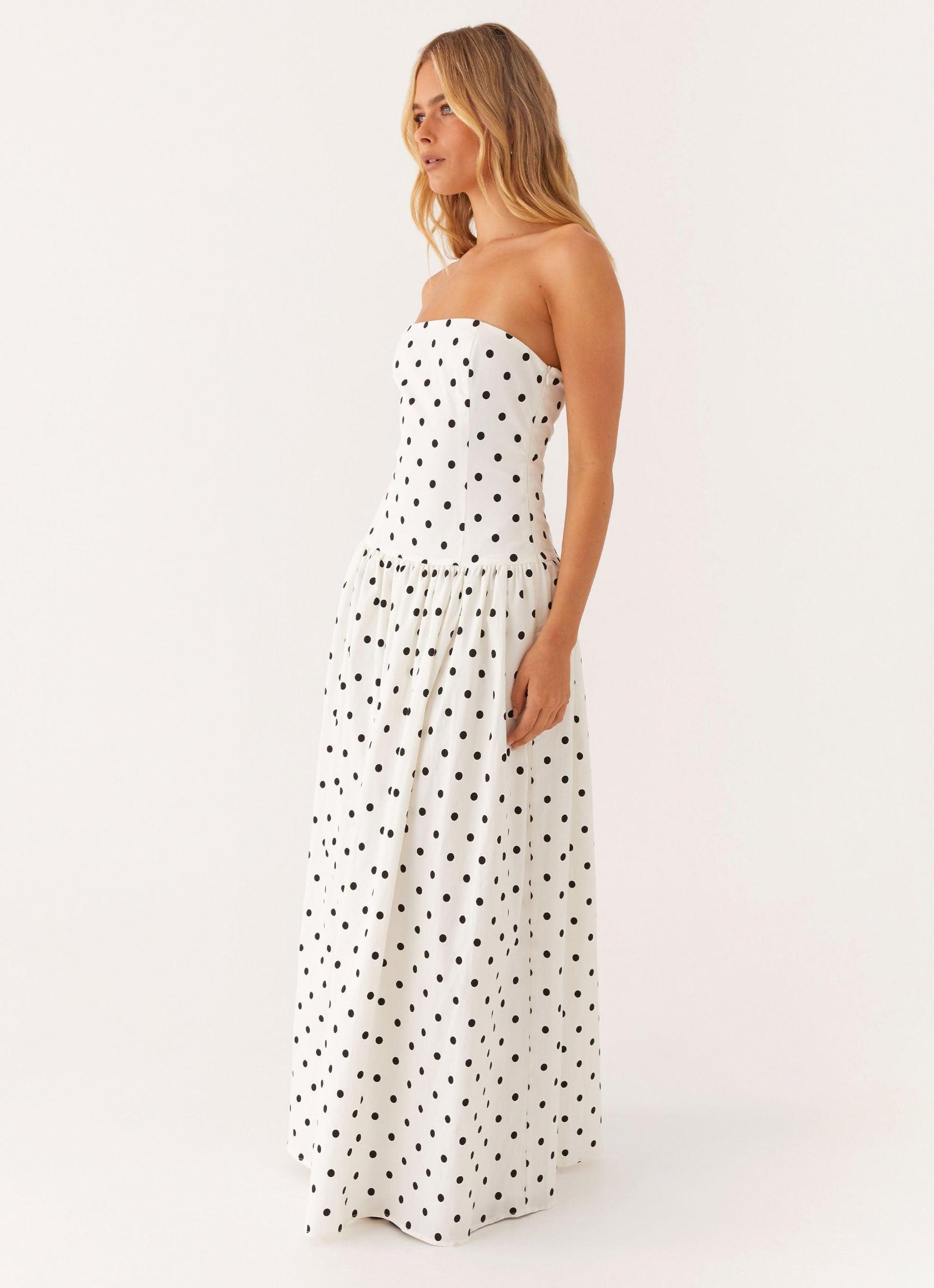 Andorra Maxi Dress - White Polkadot Product Image