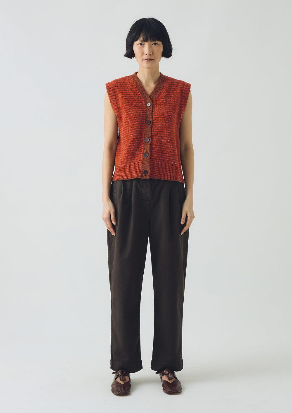 Stripe Donegal V Neck Tank | Brick/Red Clay Product Image