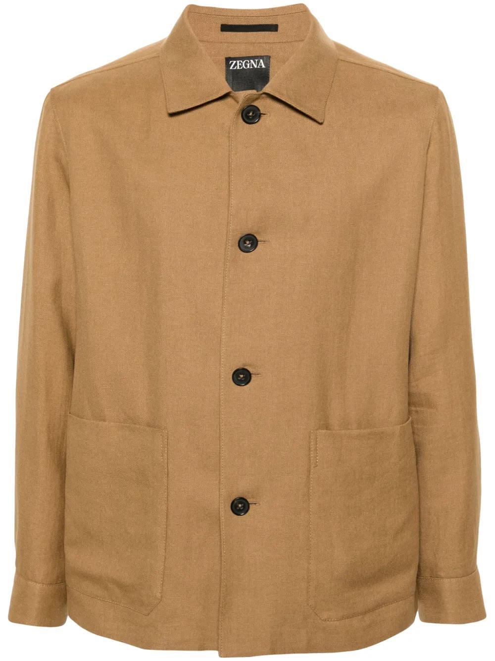 ZEGNA Linen Chore Jacket In Brown Product Image