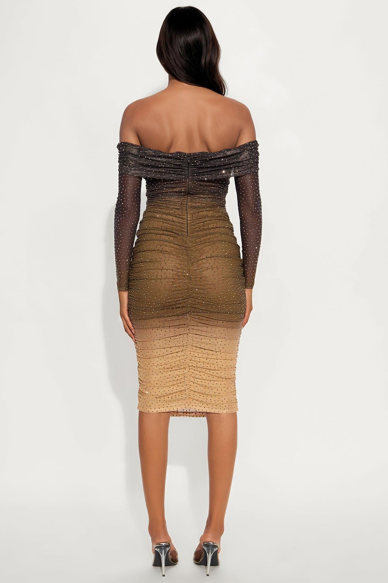 Kelly Rhinestone Mesh Midi Dress - Black/combo Product Image
