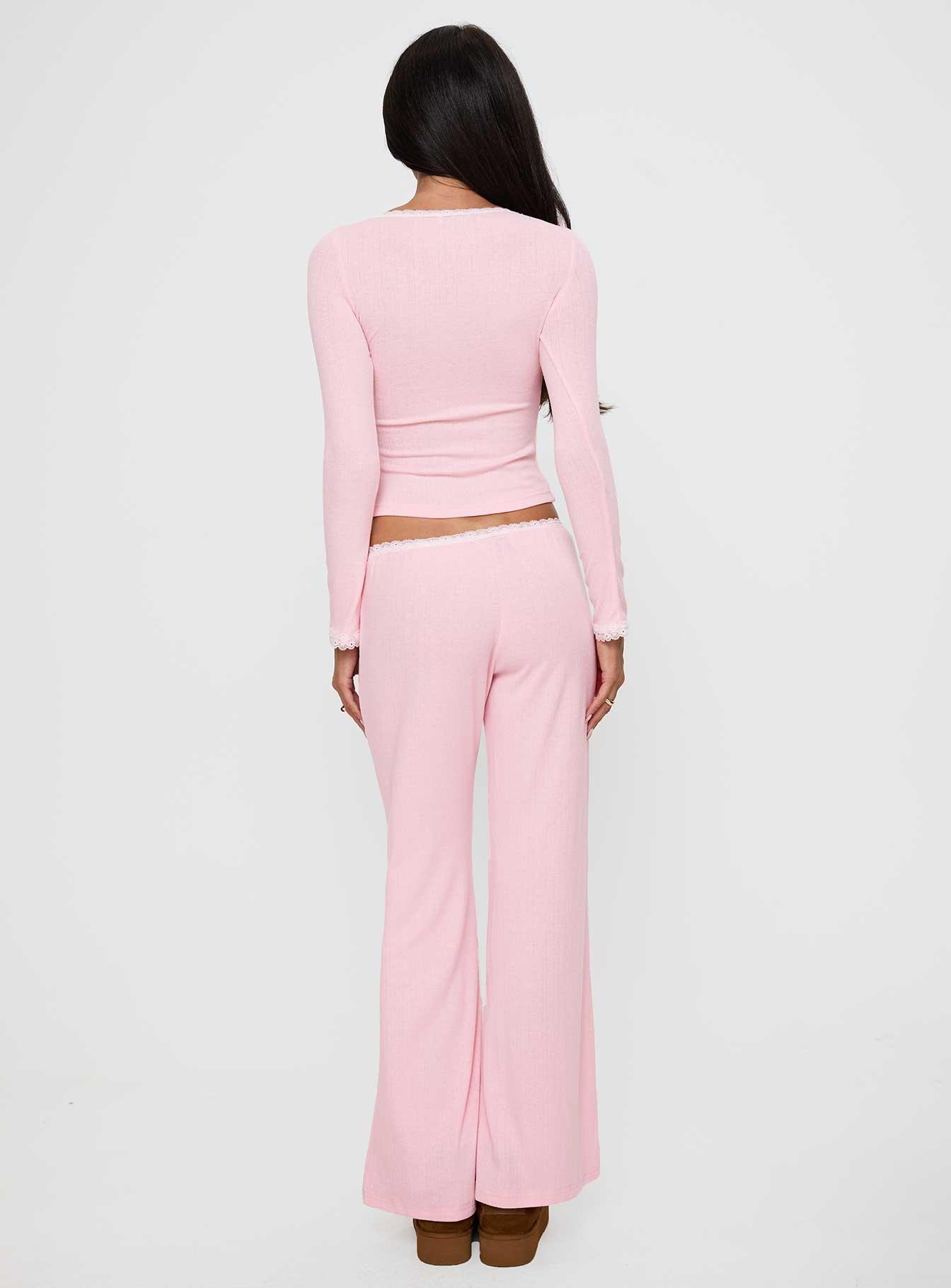 Whimsie Pointelle Sleep Pants Pink Product Image