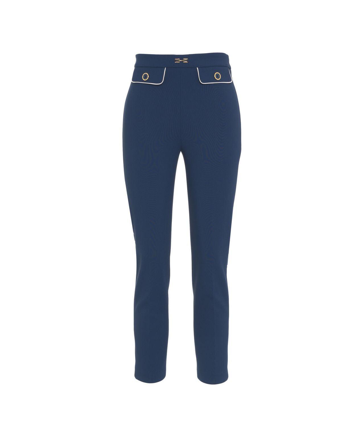 Crêpe pants with logo charm Product Image