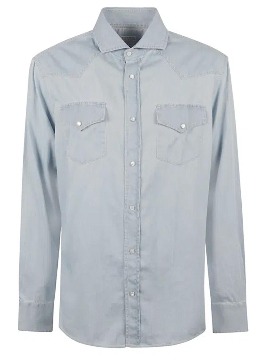BRUNELLO CUCINELLI Button-up Denim Shirt In Denim Chiarissimo Product Image