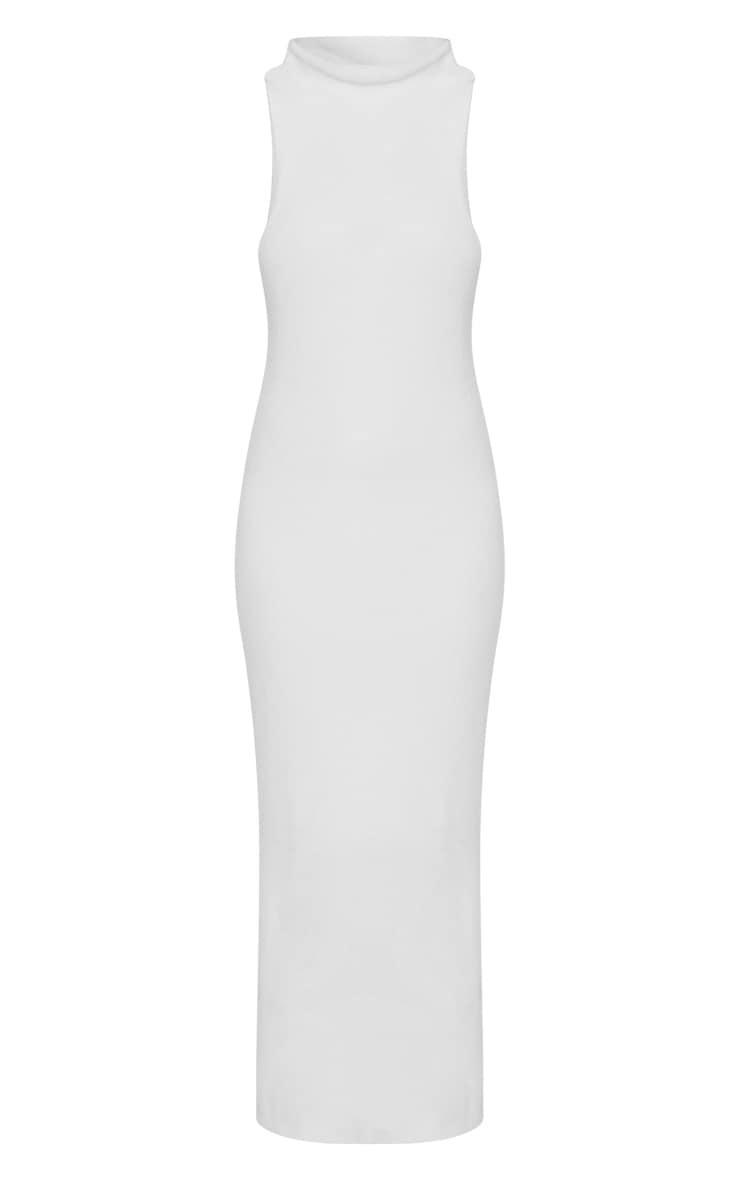  White Funnel Neck Super Soft Knit Maxi Dress Product Image